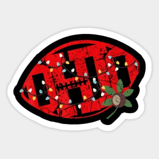 Vintage State of Ohio Football Shape Christmas Lights Sticker